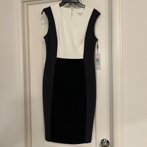 (NWT) Calvin Klein Colorblock Sleeveless Sheath Dress (NEW) - Size 8